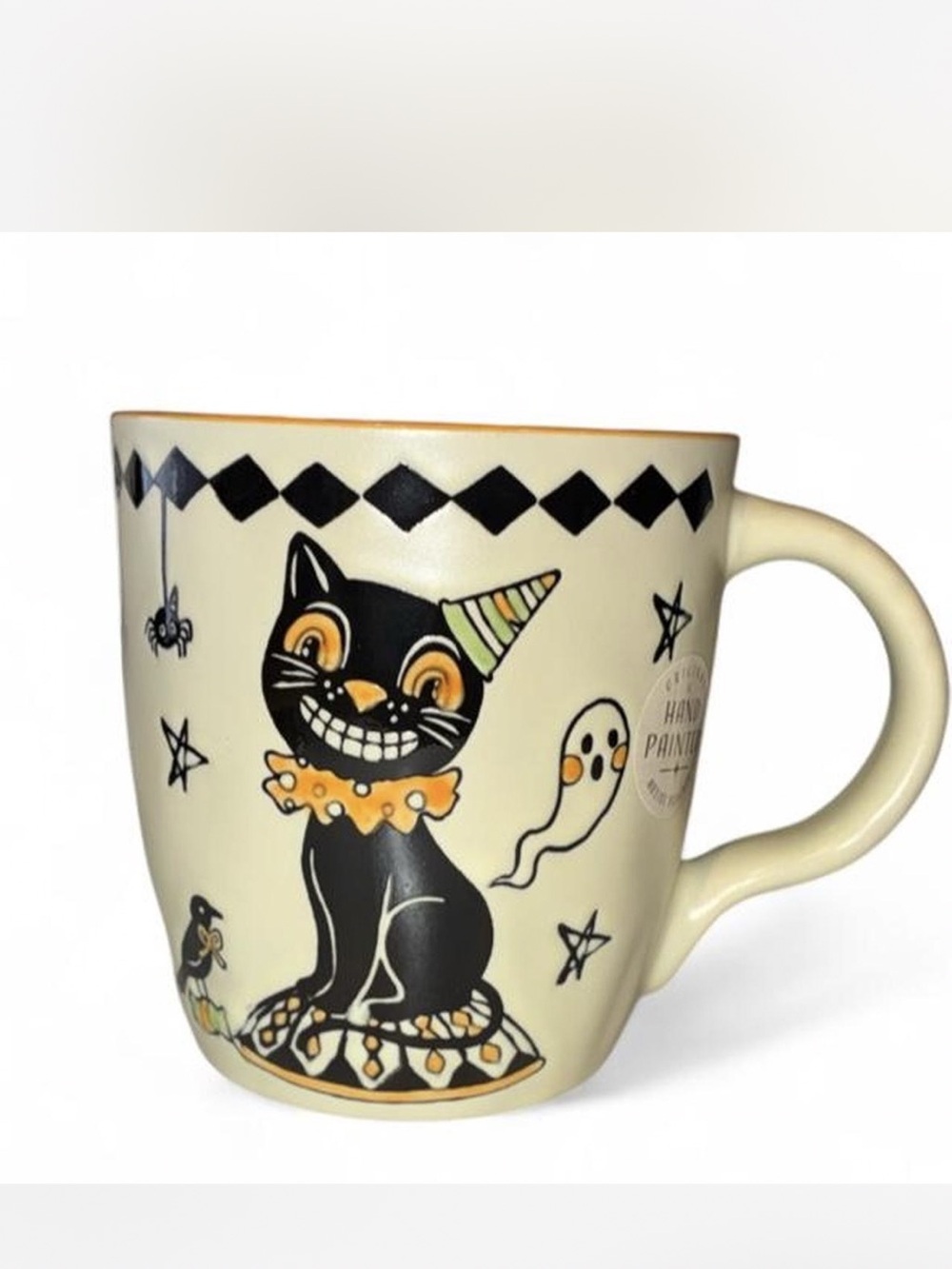 Handpainted Eli and Ana mug Vintage-Style Black Cat NEW